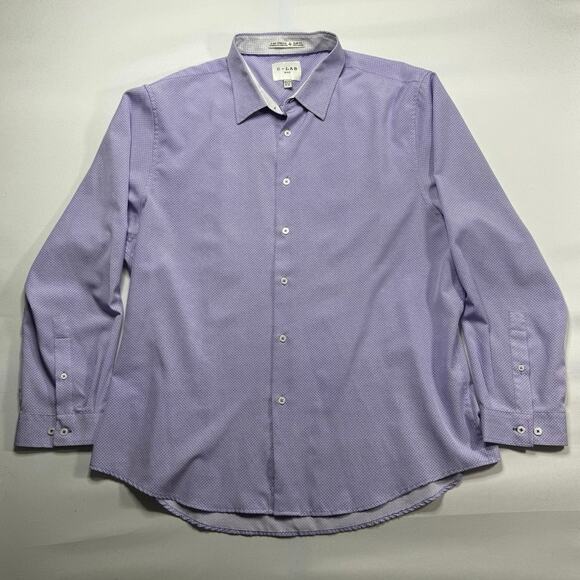 C-Lab NYC Men's Long Sleeve 4-Way Stretch Slim Fit Purple Dress Shirt - Size 2XL - Picture 1 of 4